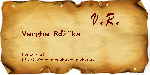 Vargha Réka névjegykártya